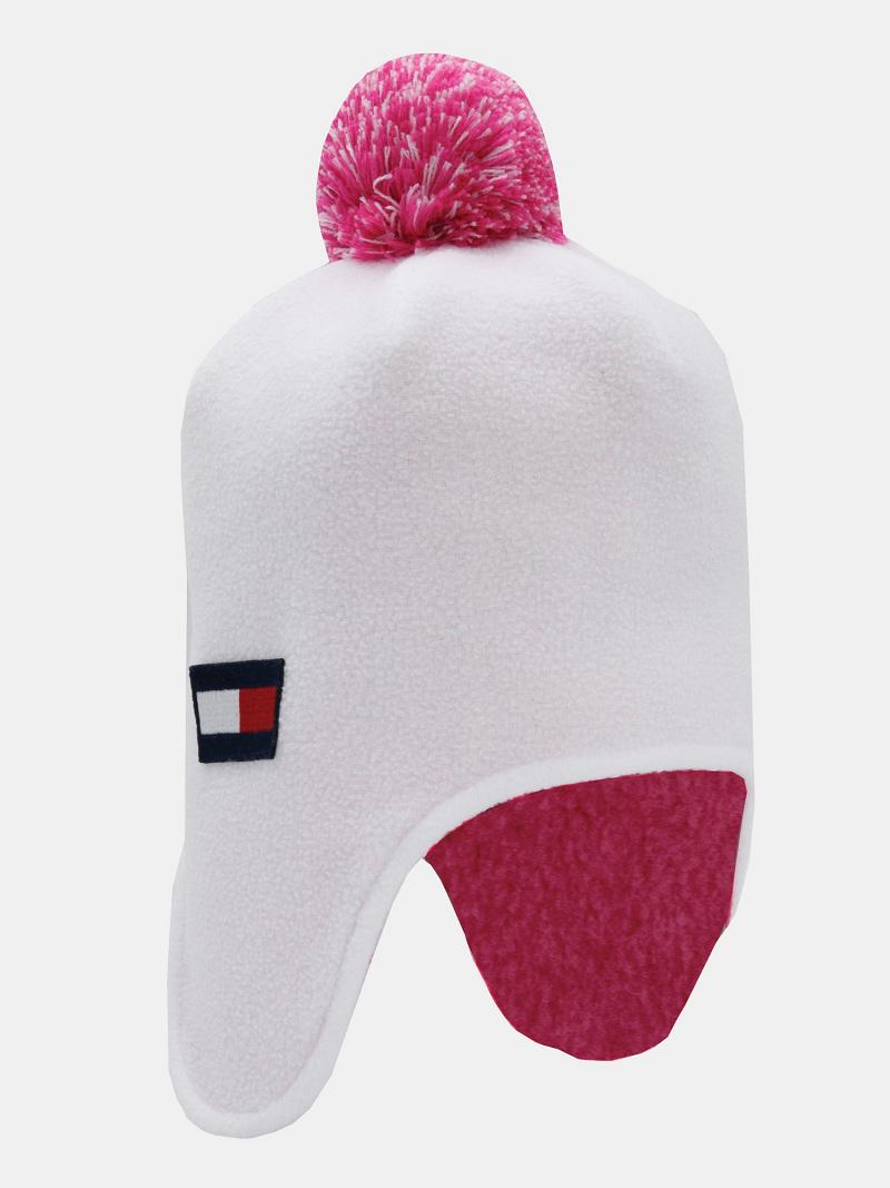 Lány Tommy Hilfiger Totyogó' Pom Earflap HATS Fehér Rózsaszín | HU 2044YXF